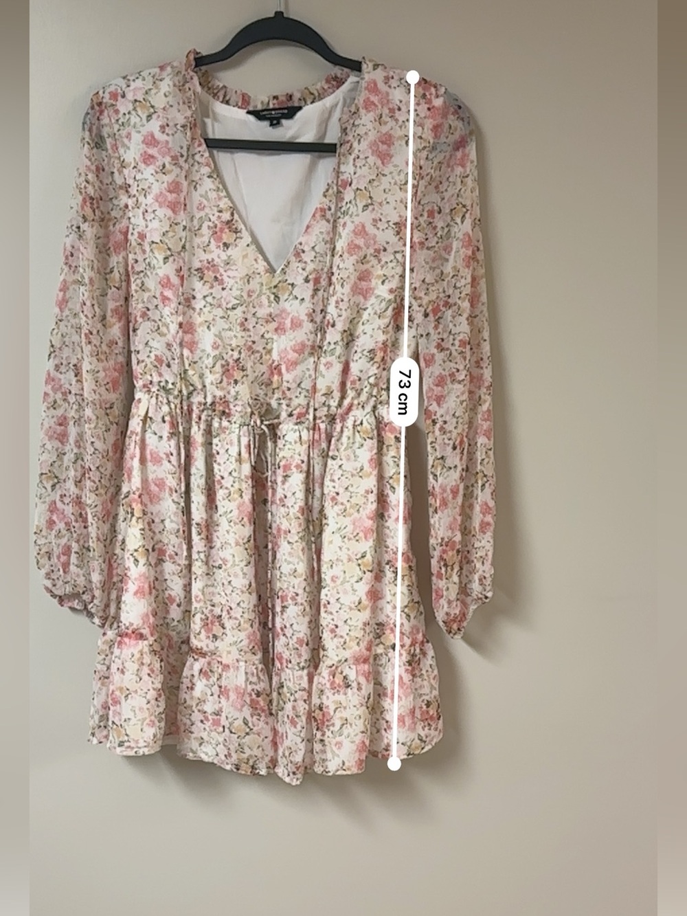 Lucky Brand Floral Mini Dress Size M Boho Chic Long Sleeve Romantic - Picture 8 of 10